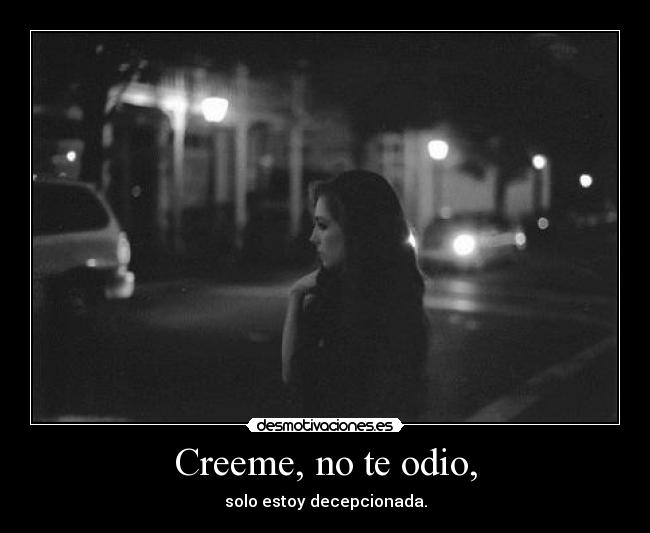 Creeme, no te odio, - solo estoy decepcionada.