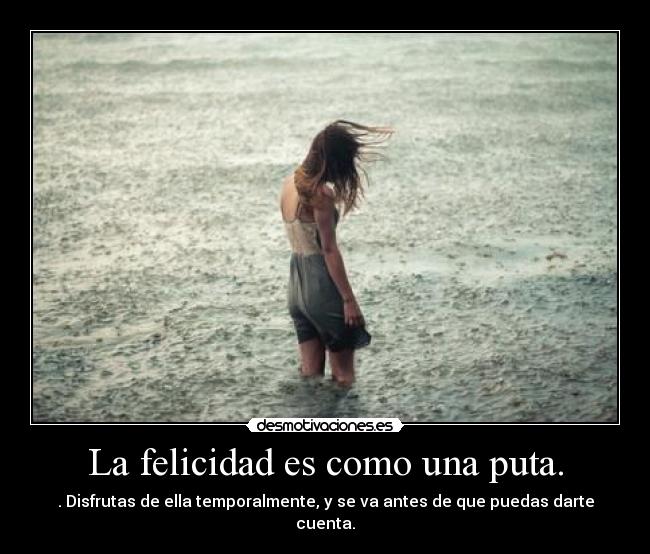 La felicidad es como una puta. -