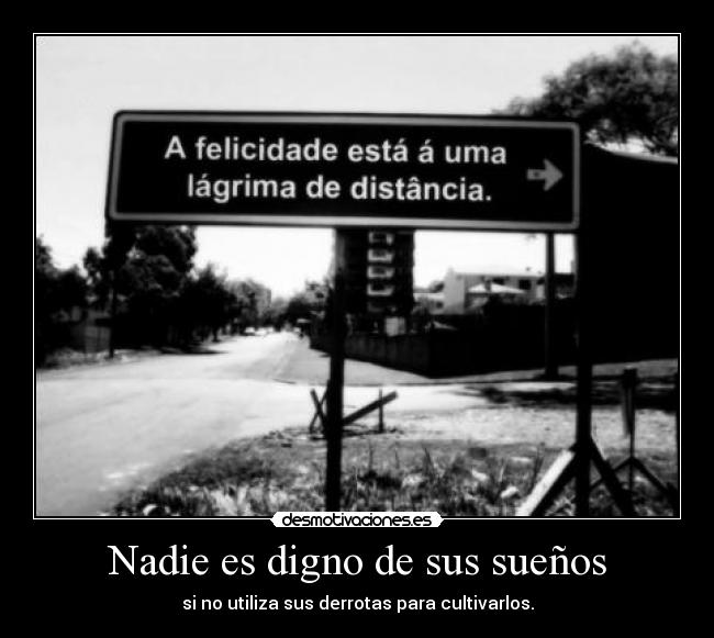 Nadie es digno de sus sueños - si no utiliza sus derrotas para cultivarlos.