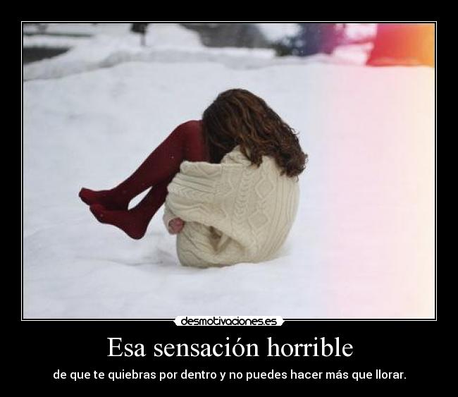 Esa sensación horrible - de que te quiebras por dentro y no puedes hacer más que llorar.