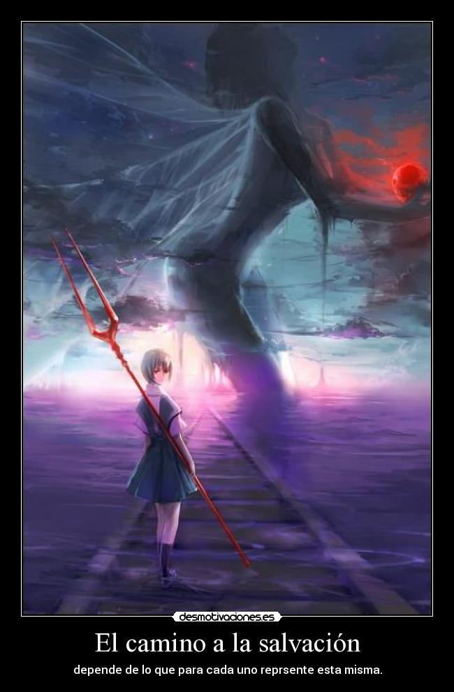 carteles anime evangelion rei ayanami lilith salvacion camino harukaze desmotivaciones