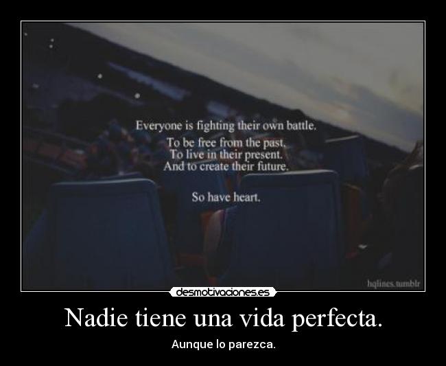 Nadie tiene una vida perfecta. - Aunque lo parezca.