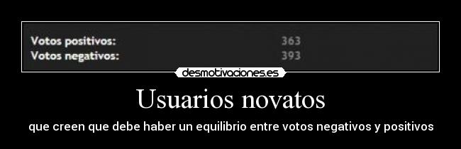Usuarios novatos - que creen que debe haber un equilibrio entre votos negativos y positivos