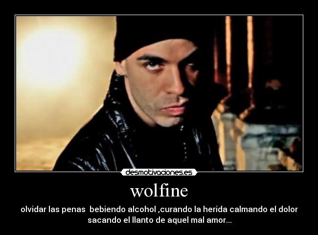 wolfine - olvidar las penas bebiendo alcohol ,curando la herida calmando el dolor
sacando el llanto de aquel mal amor...