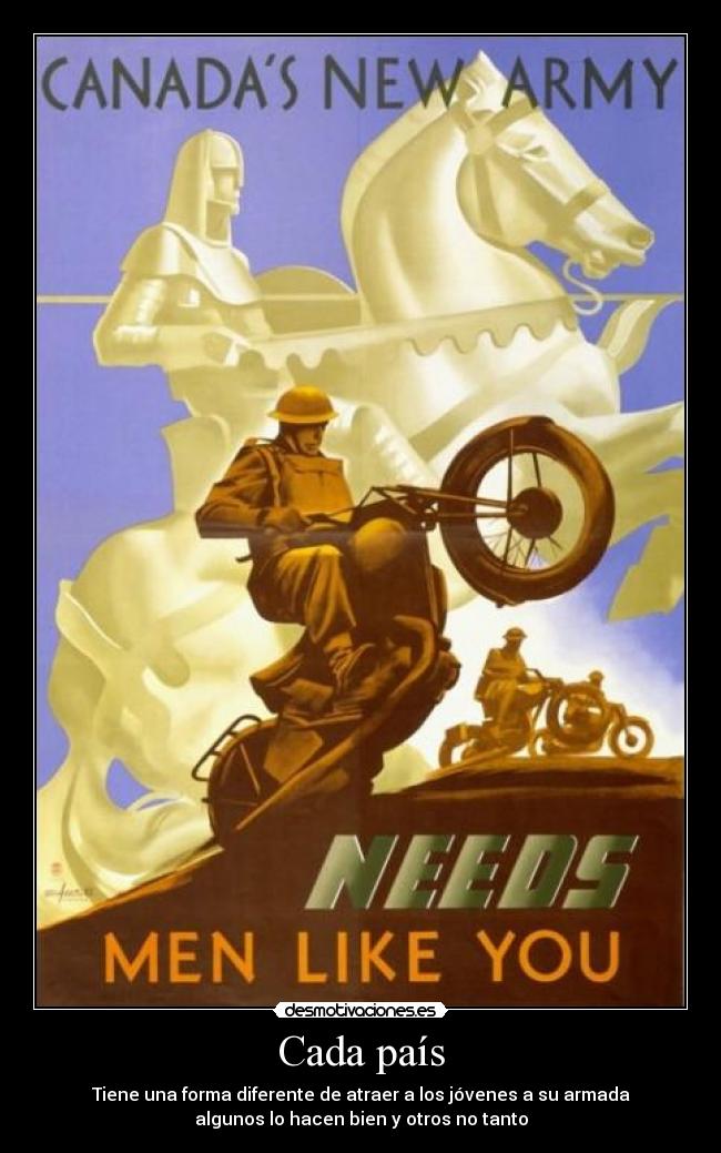 Cada país - Tiene una forma diferente de atraer a los jóvenes a su armada
algunos lo hacen bien y otros no tanto