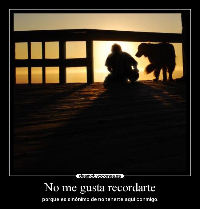 No me gusta recordarte - porque es sinónimo de no tenerte aquí conmigo.