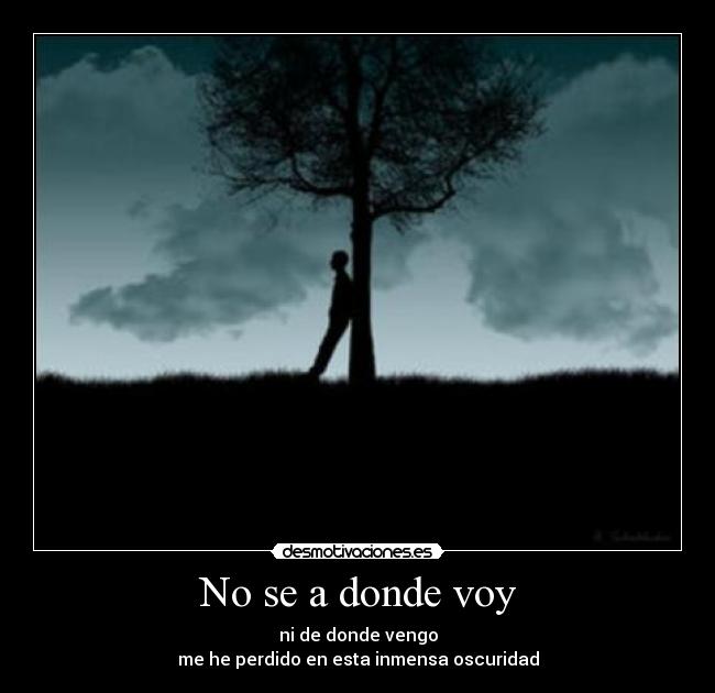 No se a donde voy - ni de donde vengo
me he perdido en esta inmensa oscuridad