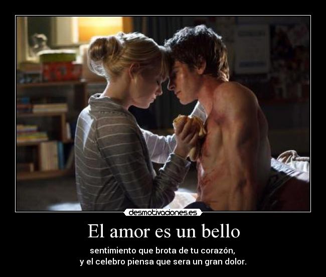 El amor es un bello - sentimiento que brota de tu corazón, 
y el celebro piensa que sera un gran dolor.