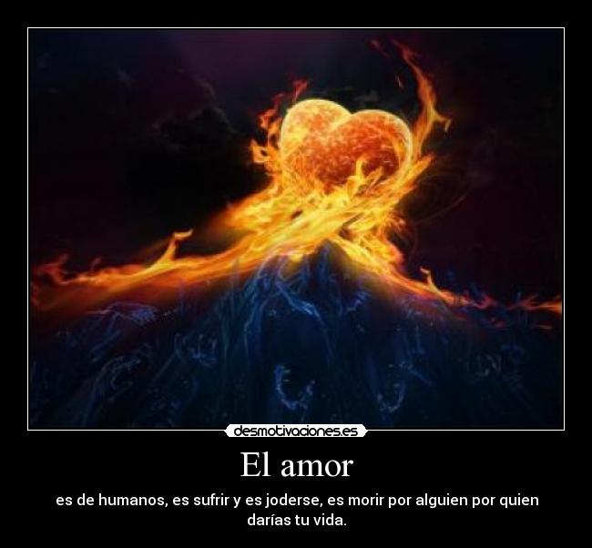 El amor - es de humanos, es sufrir y es joderse, es morir por alguien por quien darías tu vida.