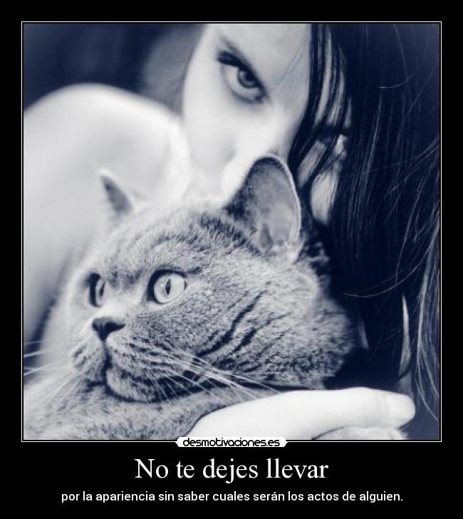 No te dejes llevar - por la apariencia sin saber cuales serán los actos de alguien.