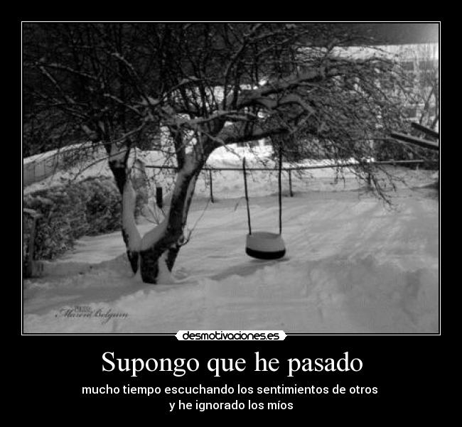 Supongo que he pasado - mucho tiempo escuchando los sentimientos de otros
y he ignorado los míos