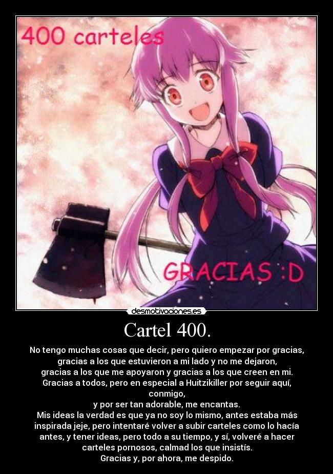 carteles andry desmopornositas cuteclan muchas gracias gasai yuno desmotivaciones