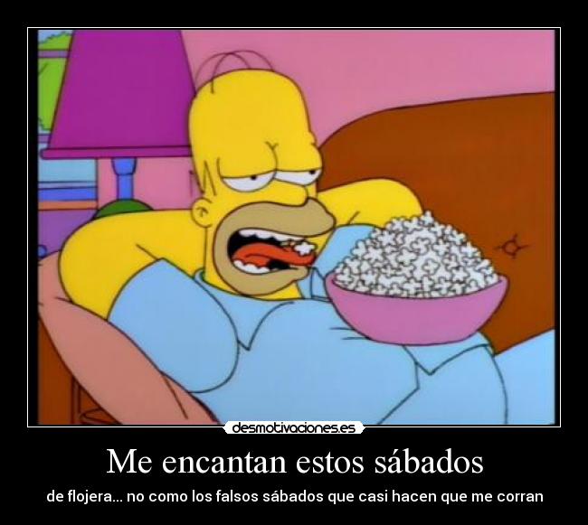 Me encantan estos sábados - de flojera... no como los falsos sábados que casi hacen que me corran