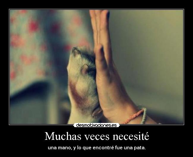 Muchas veces necesité - una mano, y lo que encontré fue una pata.