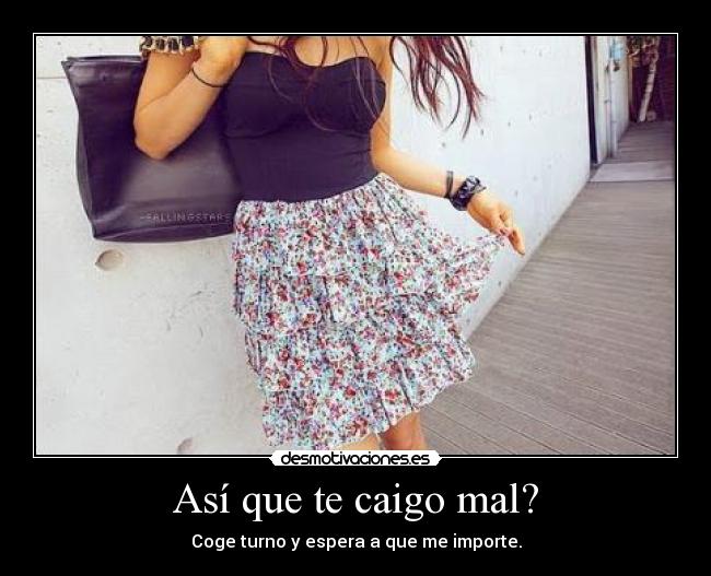 Así que te caigo mal? - Coge turno y espera a que me importe.