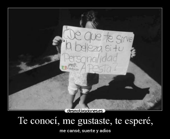 Te conocí, me gustaste, te esperé, - me cansé, suerte y adios