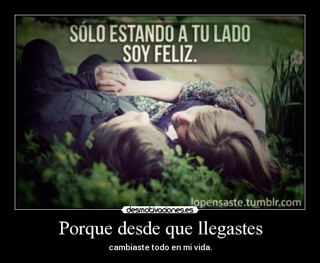 Porque desde que llegastes - cambiaste todo en mi vida.