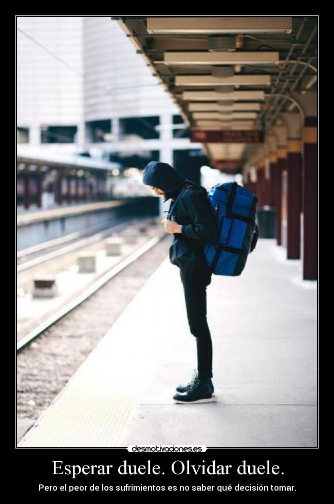 Esperar duele. Olvidar duele. - Pero el peor de los sufrimientos es no saber qué decisión tomar.