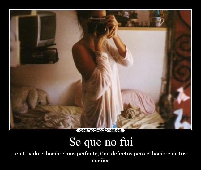 Se que no fui - en tu vida el hombre mas perfecto, Con defectos pero el hombre de tus sueños