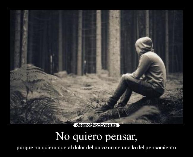 No quiero pensar, - porque no quiero que al dolor del corazón se una la del pensamiento.