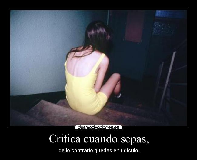 Critica cuando sepas, - de lo contrario quedas en ridículo.