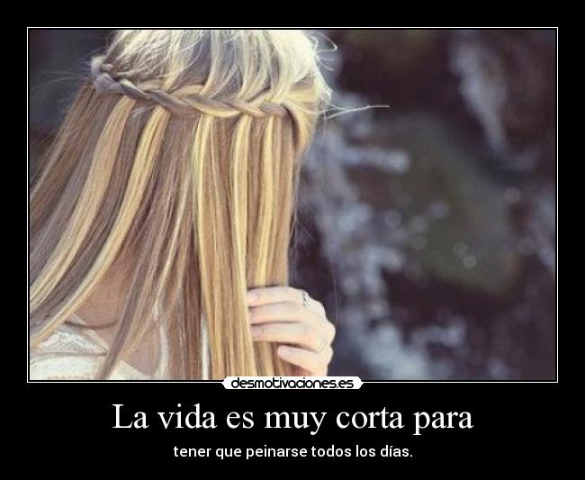 La vida es muy corta para - tener que peinarse todos los días.