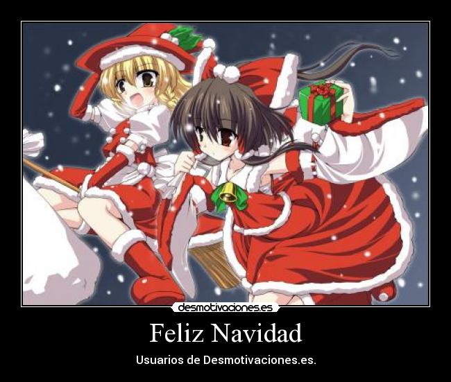 carteles navidad touhou reimu hakurei marisa kirisame feliz navidad desmotivaciones