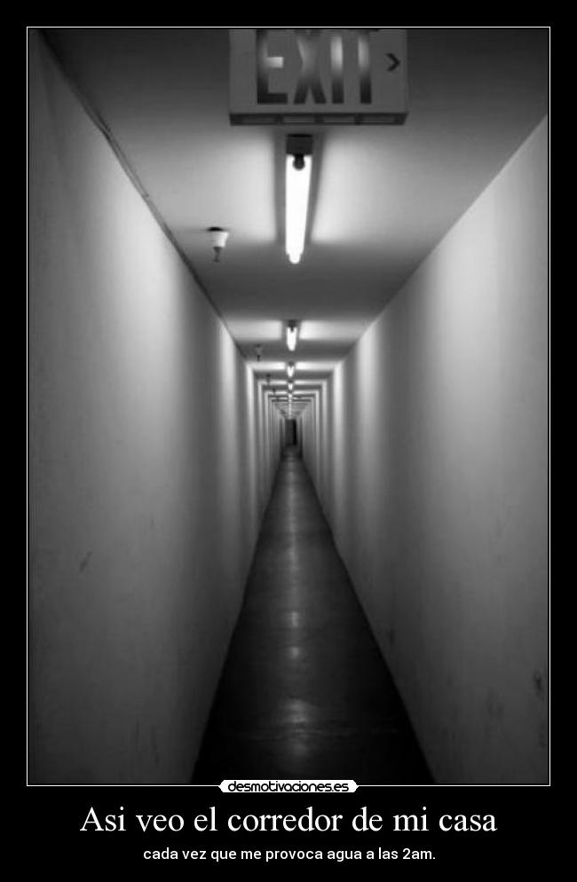 Asi veo el corredor de mi casa - cada vez que me provoca agua a las 2am.