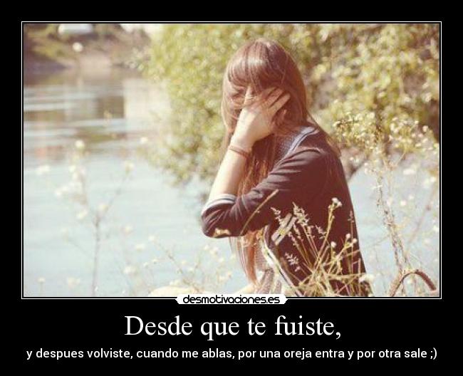 Desde que te fuiste, - y despues volviste, cuando me ablas, por una oreja entra y por otra sale ;)