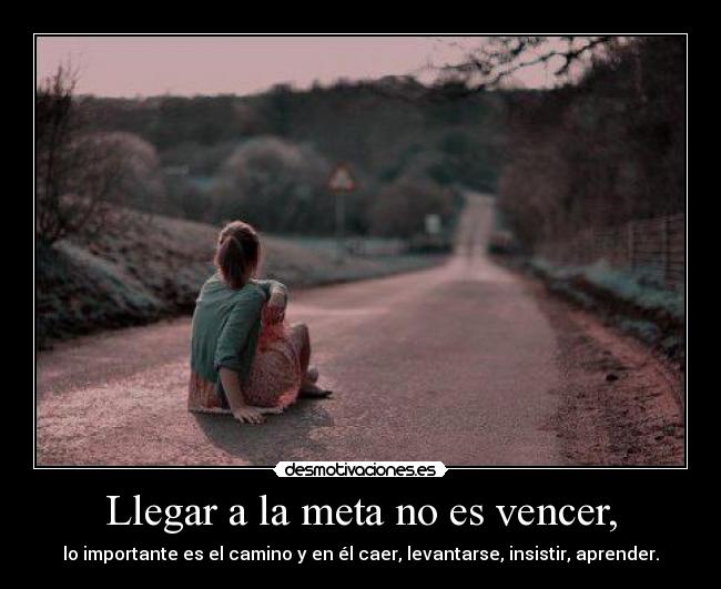 Llegar a la meta no es vencer, - lo importante es el camino y en él caer, levantarse, insistir, aprender.