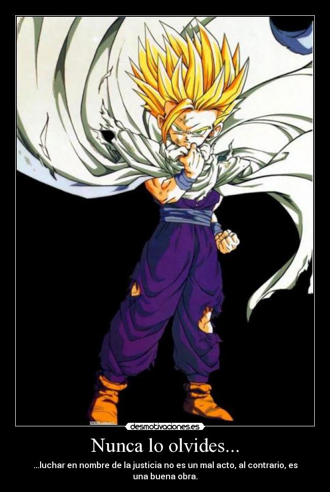 Nunca lo olvides... - ...luchar en nombre de la justicia no es un mal acto, al contrario, es una buena obra.