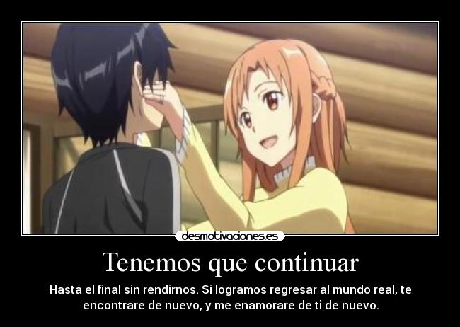 carteles asuna kirito sword art online capitulo desmotivaciones