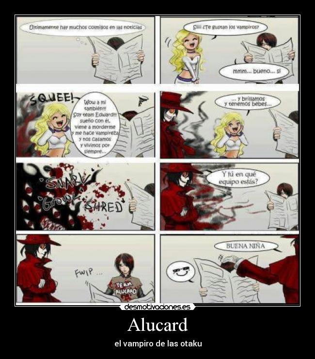 carteles alucad alucard hellsing edward anime muwigaraklan otaku desmotivaciones