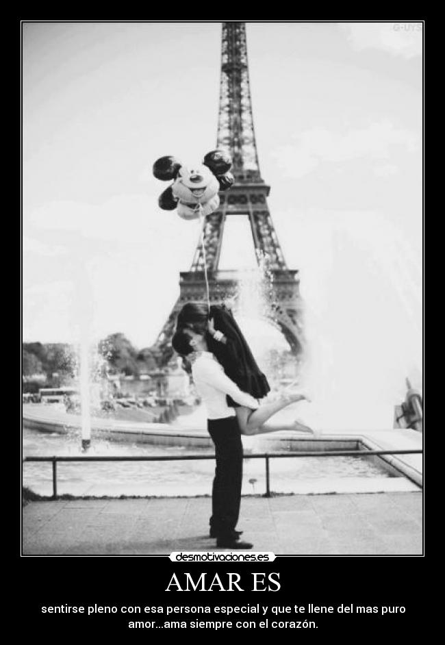 AMAR ES - sentirse pleno con esa persona especial y que te llene del mas puro
amor...ama siempre con el corazón.