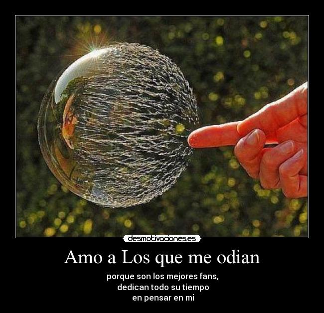 Amo a Los que me odian - porque son los mejores fans,
 dedican todo su tiempo
 en pensar en mi