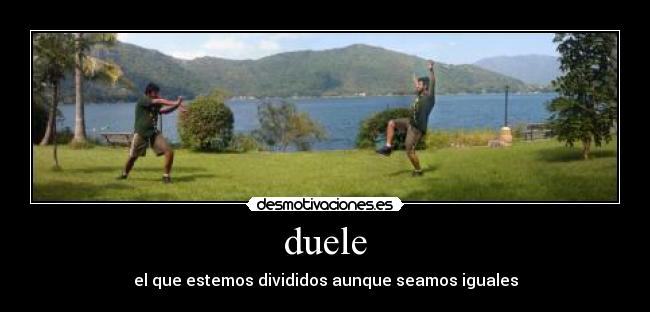 duele - el que estemos divididos aunque seamos iguales