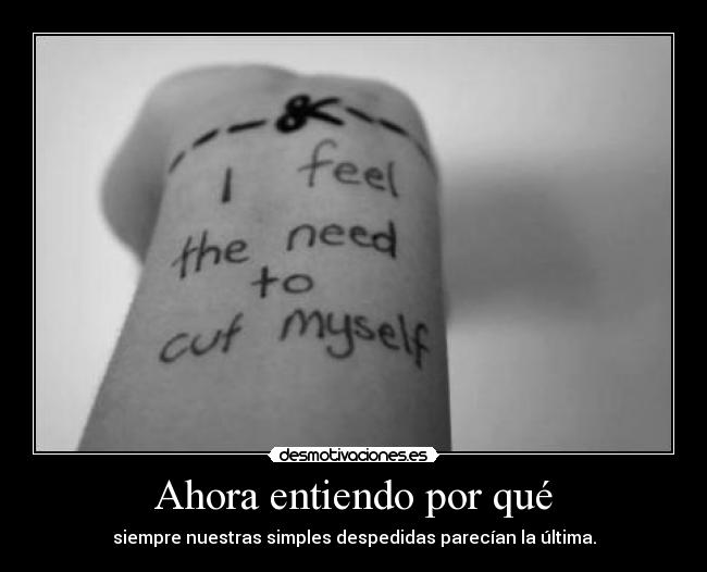 Ahora entiendo por qué - siempre nuestras simples despedidas parecían la última.