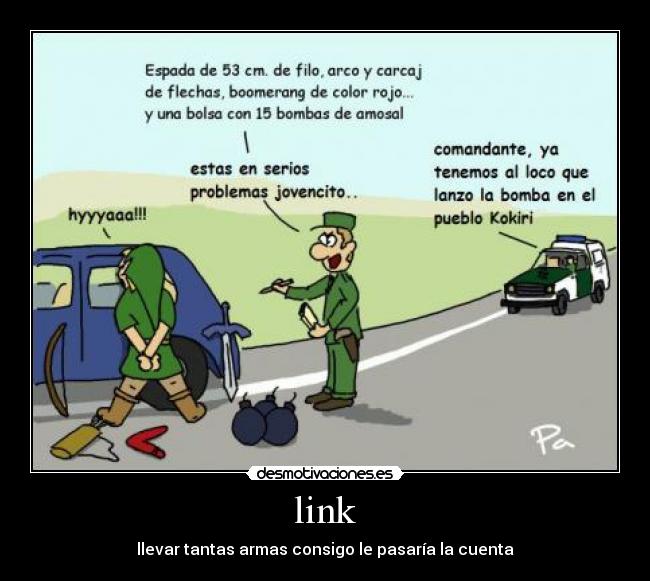 link - llevar tantas armas consigo le pasaría la cuenta