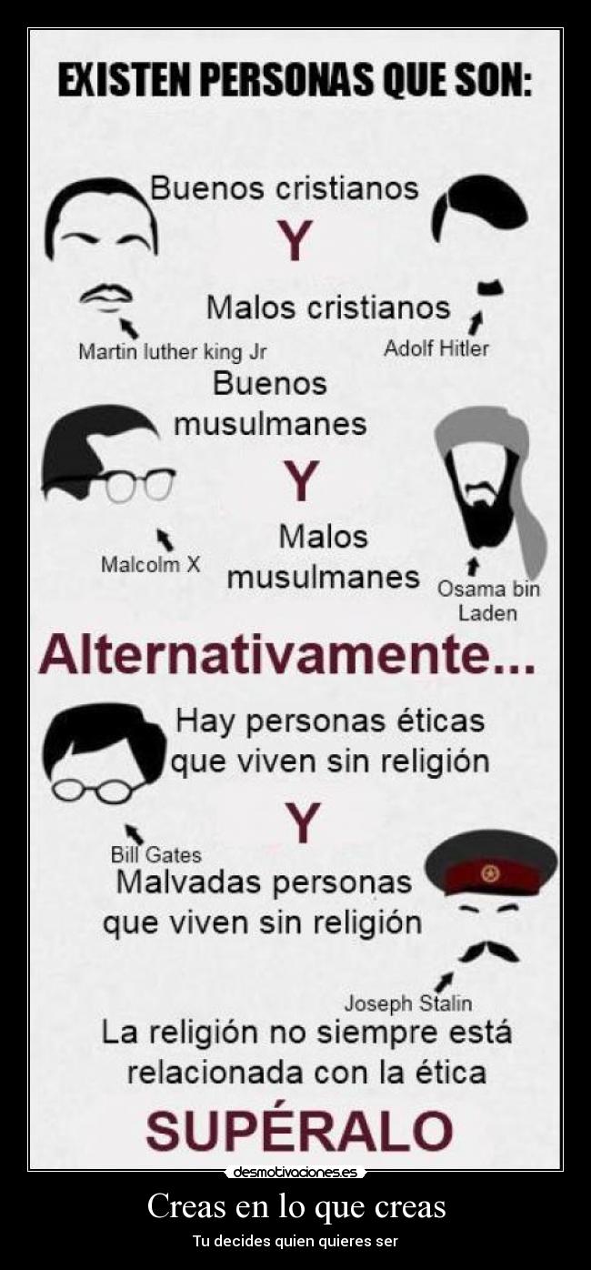 Creas en lo que creas - Tu decides quien quieres ser