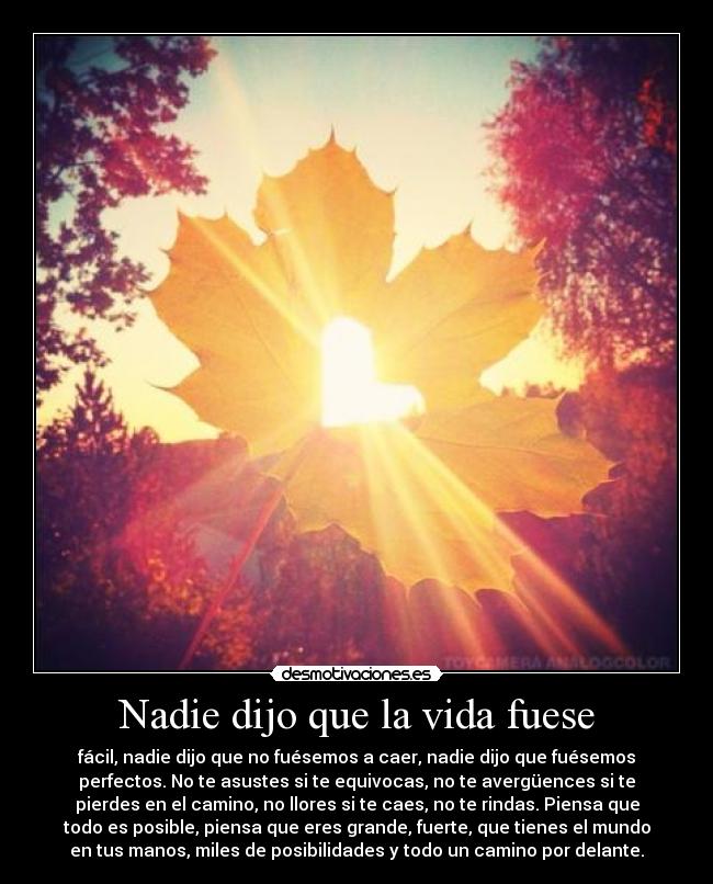 Nadie dijo que la vida fuese -