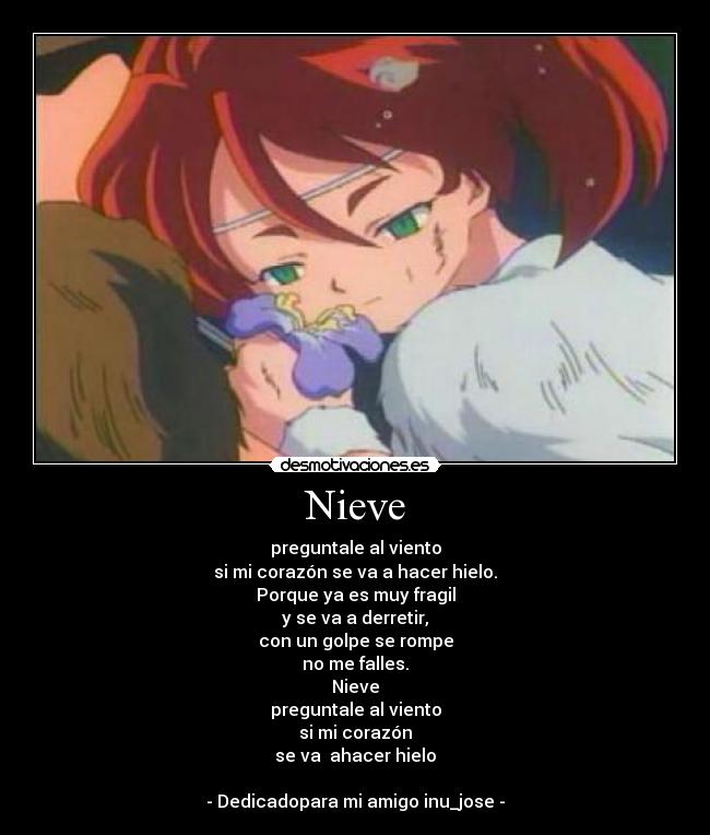 carteles anime inuyasa ayame nieve preguntale viento dedicada amigo desmotivaciones