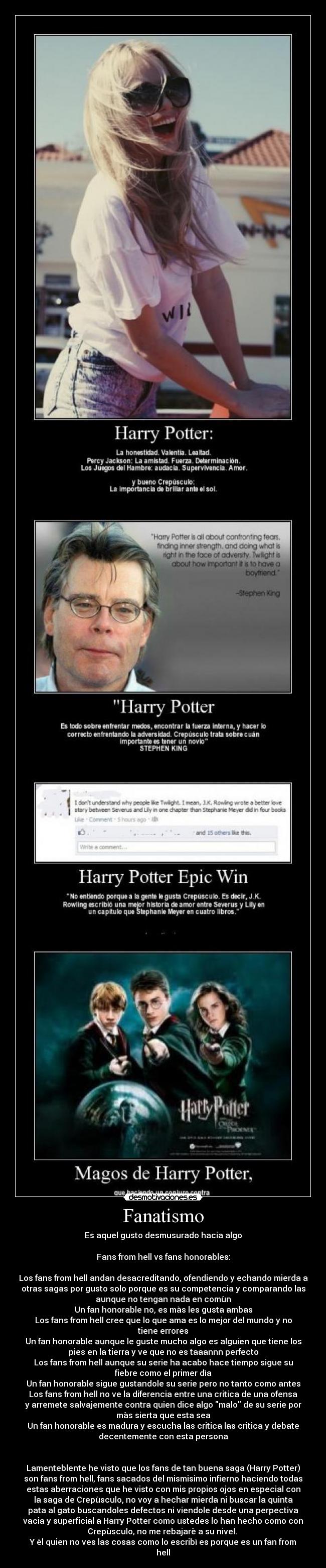 carteles harry potter crepusculo fanatismo desmotivaciones