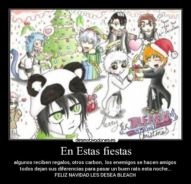 carteles ulquiorra byakuya aizen gin ichigo hollow aporro navidad les desea estas fiestas grimmjow amigos desmotivaciones