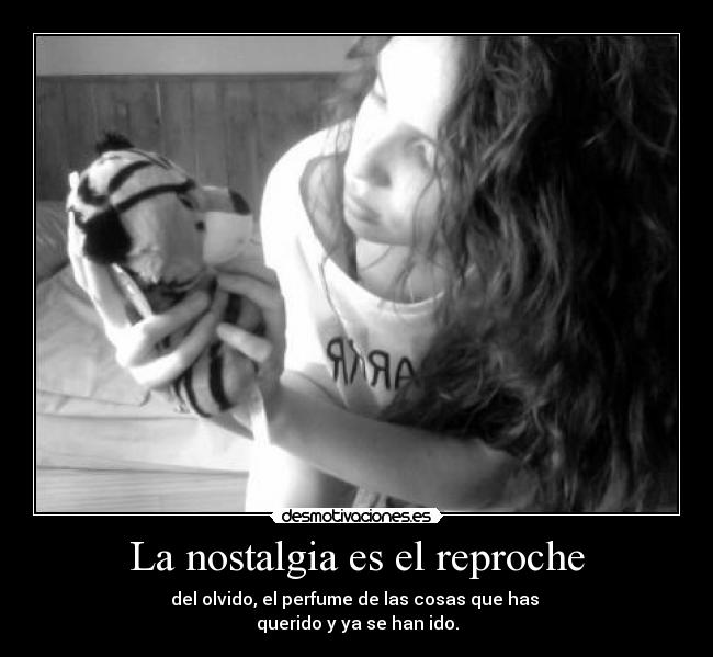 La nostalgia es el reproche - del olvido, el perfume de las cosas que has
querido y ya se han ido.
