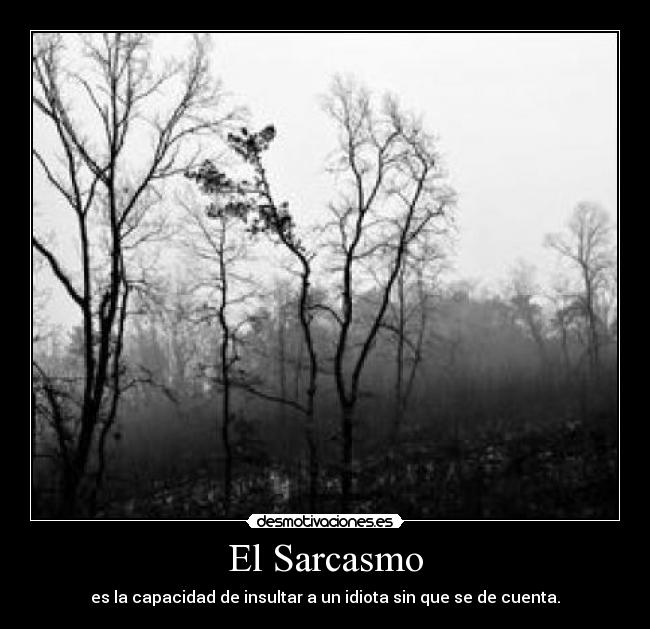 El Sarcasmo - es la capacidad de insultar a un idiota sin que se de cuenta.