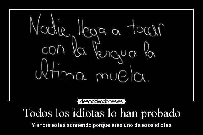 Todos los idiotas lo han probado - Y ahora estas sonriendo porque eres uno de esos idiotas