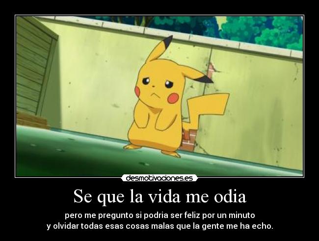 Se que la vida me odia - pero me pregunto si podria ser feliz por un minuto
y olvidar todas esas cosas malas que la gente me ha echo.