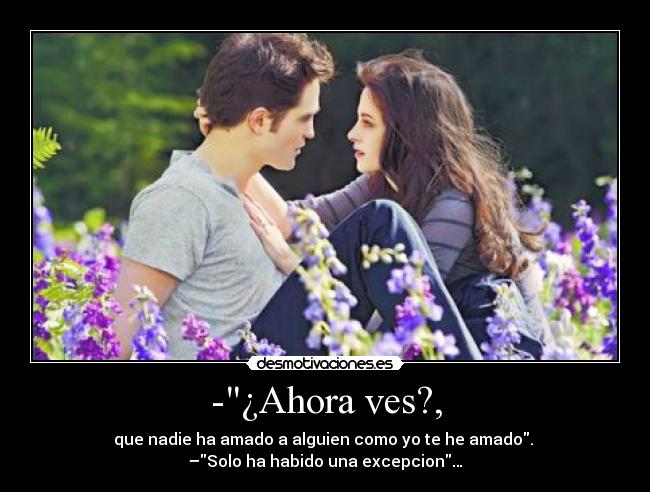 -¿Ahora ves?, - que nadie ha amado a alguien como yo te he amado.
–Solo ha habido una excepcion…