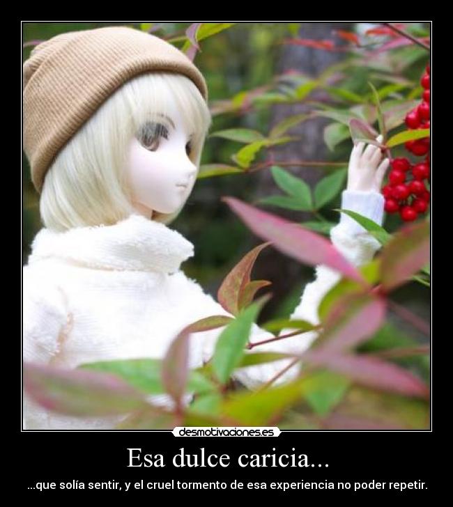 Esa dulce caricia... - ...que solía sentir, y el cruel tormento de esa experiencia no poder repetir.