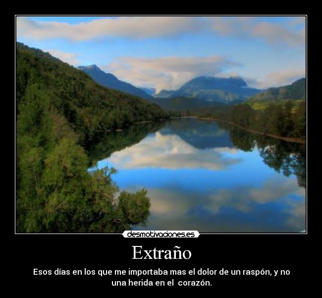 Extraño - Esos días en los que me importaba mas el dolor de un raspón, y no
una herida en el corazón.